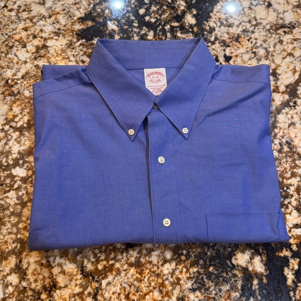 Brooks Brothers Dress shirt 17/35 100% Cotton 3 Button Vintage Quality‎ Nice!